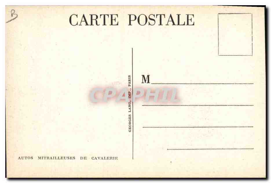 CPA Militaria Autos mitrailleuses de cavalerie — Rückseite