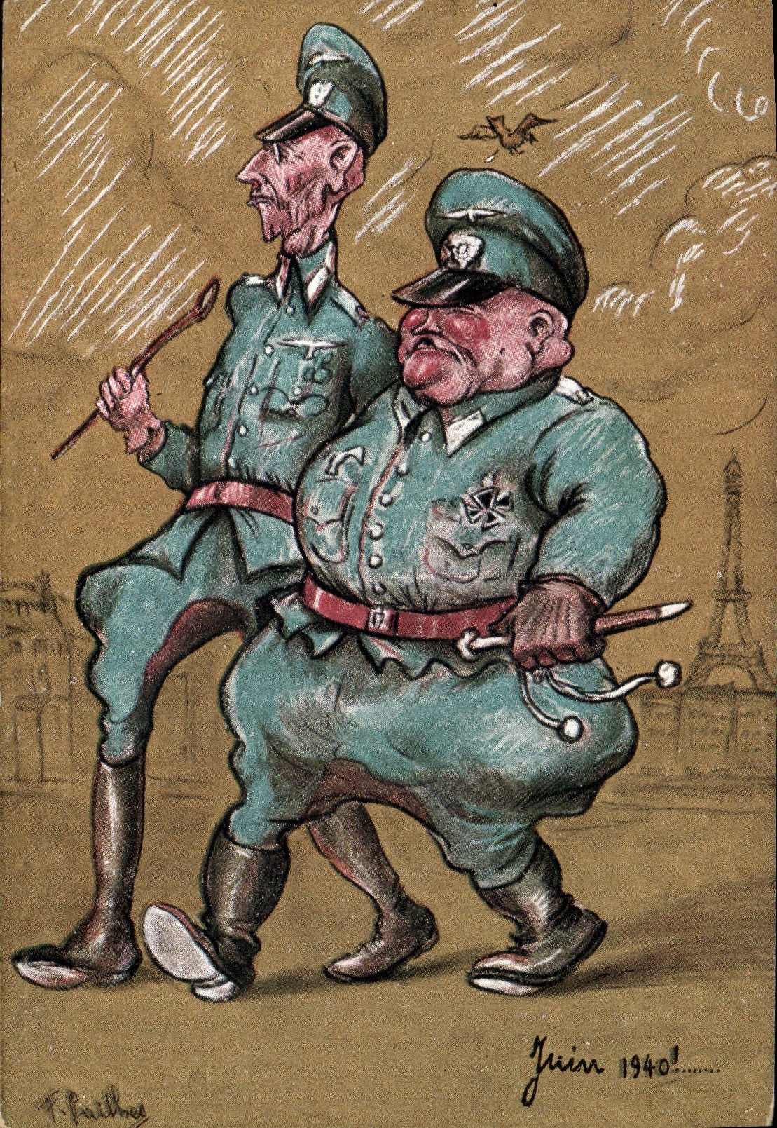 CPA Militaria Juin 1940 Paris Tour Eiffel Adolf Hitler Nazi
