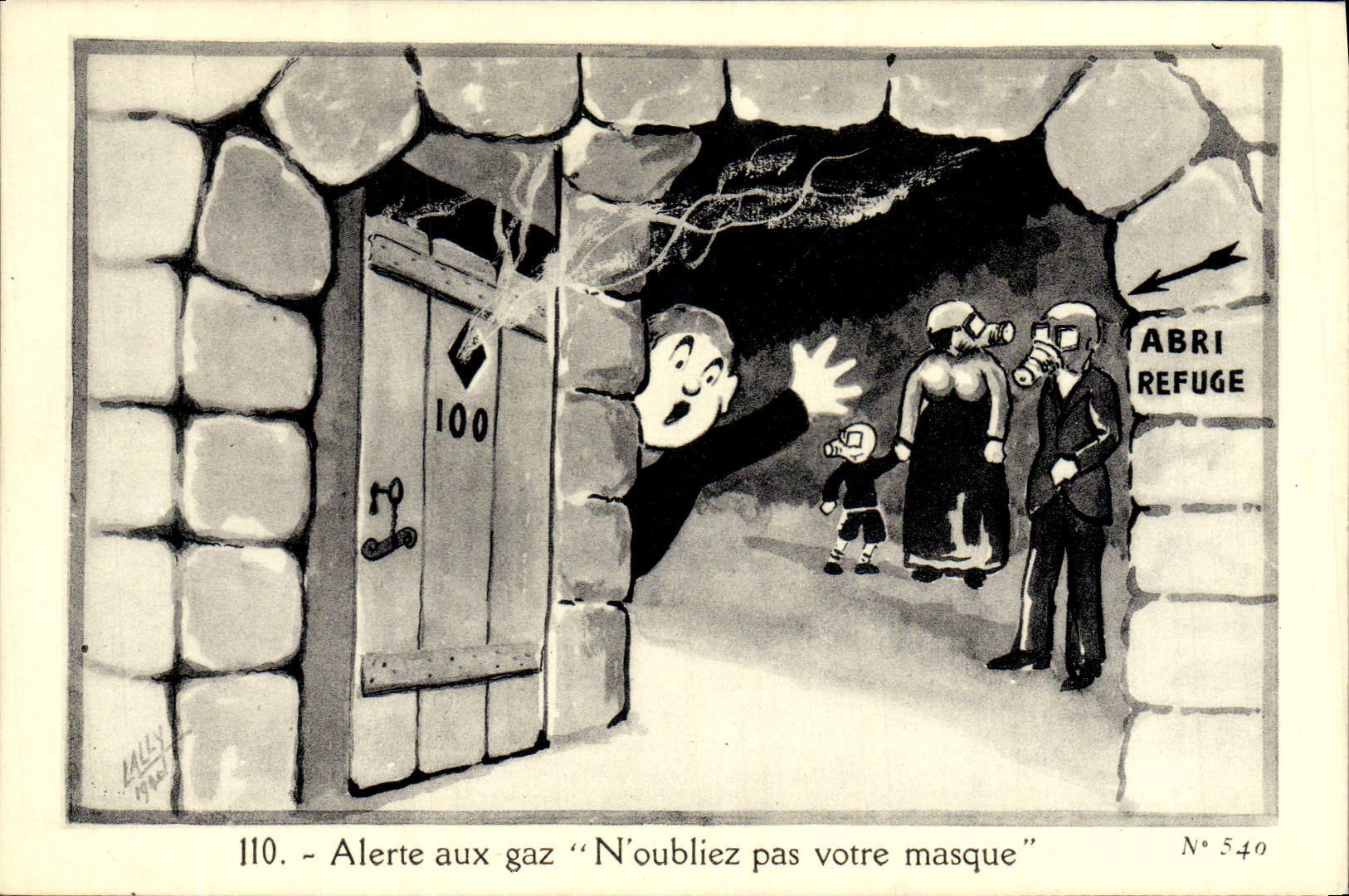 Alerte aux gaz — N'oubliez pas votre masque — Lally, N° 540