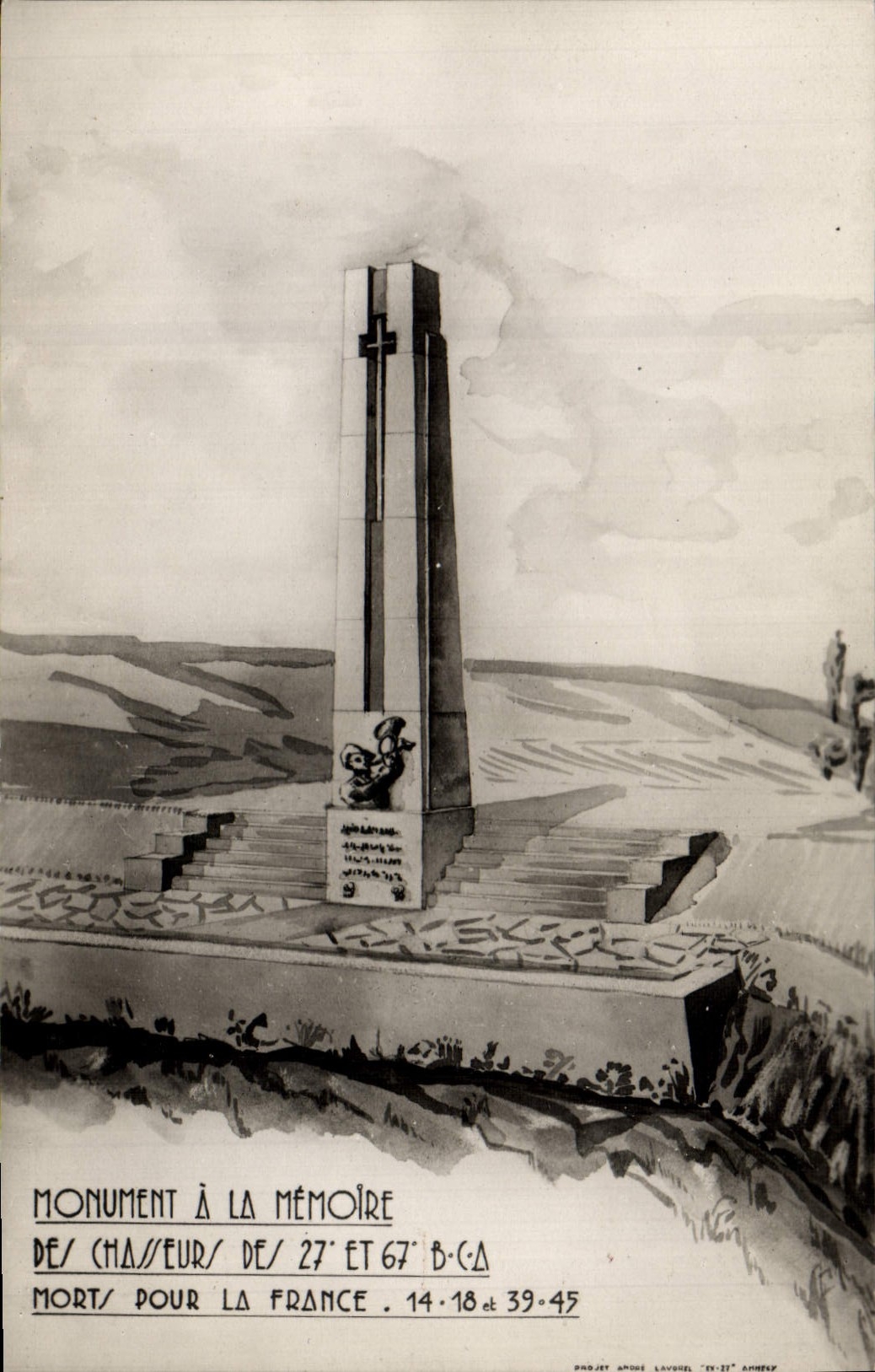 CPA Militaria Monument a la memoire des chasseurs des 27 et 67eme BCA morts pour la France 