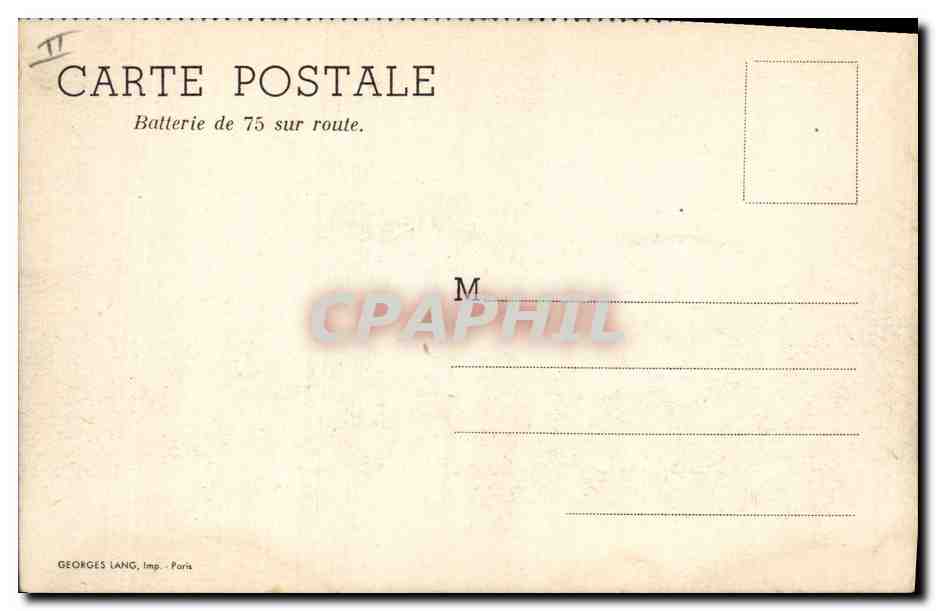 CPA Militaria Batterie de 75 sur route  — Rückseite
