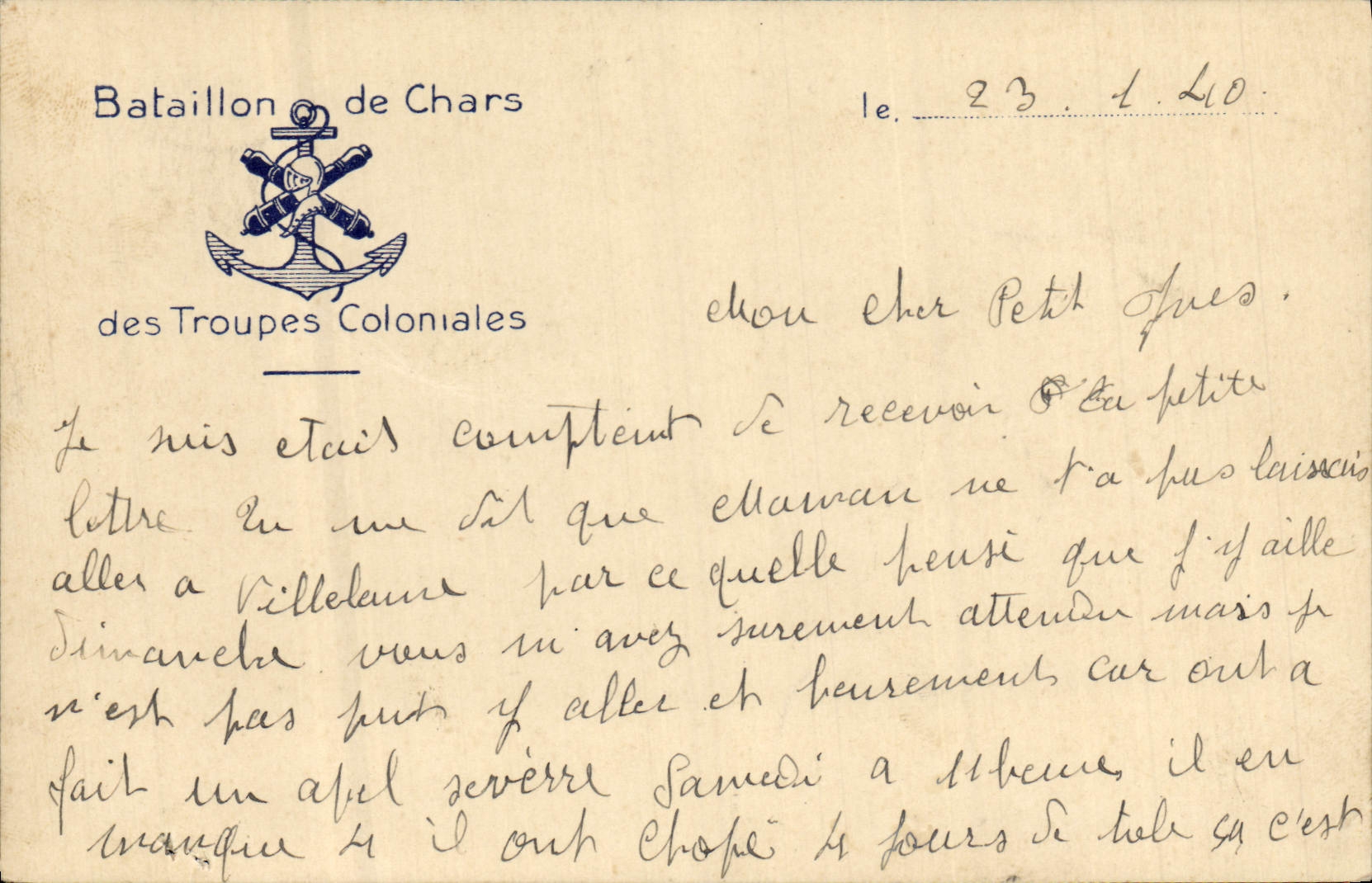 CPA Militaria Bataillon de chars des troupes coloniales 1940