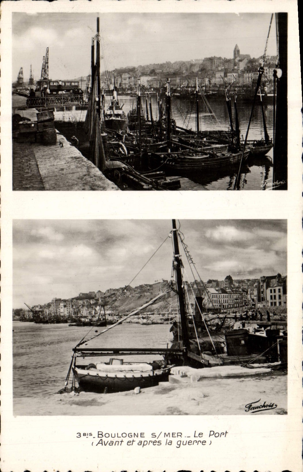 CPA Militaria Boulogne sur Mer Le port Avant et apres la guerre Bateaux