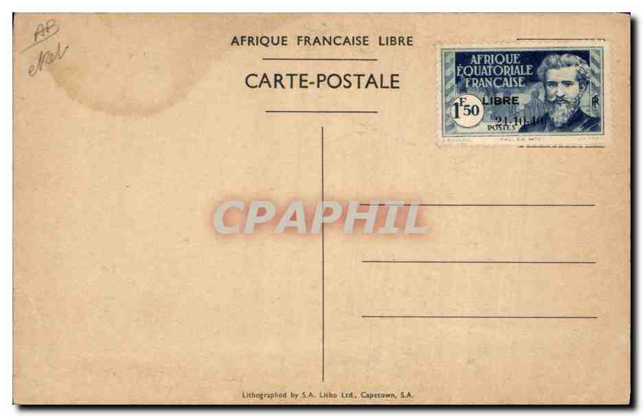 CPA Militaria Brazzaville AEF Arrivee du General de Gaulle dans la capitale de la France Libre 24 octobre 1940 — Verso