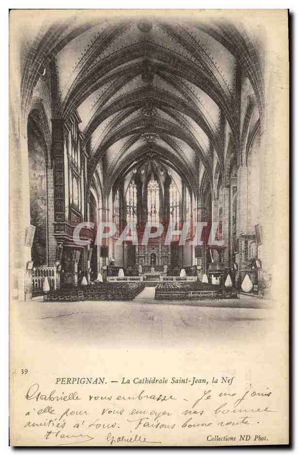 CPA Orgue Perpignan La cathedrale Saint Jean La nef