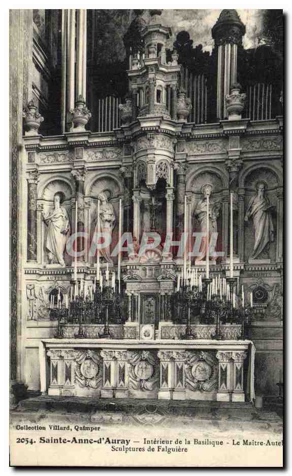 CPA Orgue Sainte Anne d'Auray Interieur de la basilique Le maitre autel Falguiere