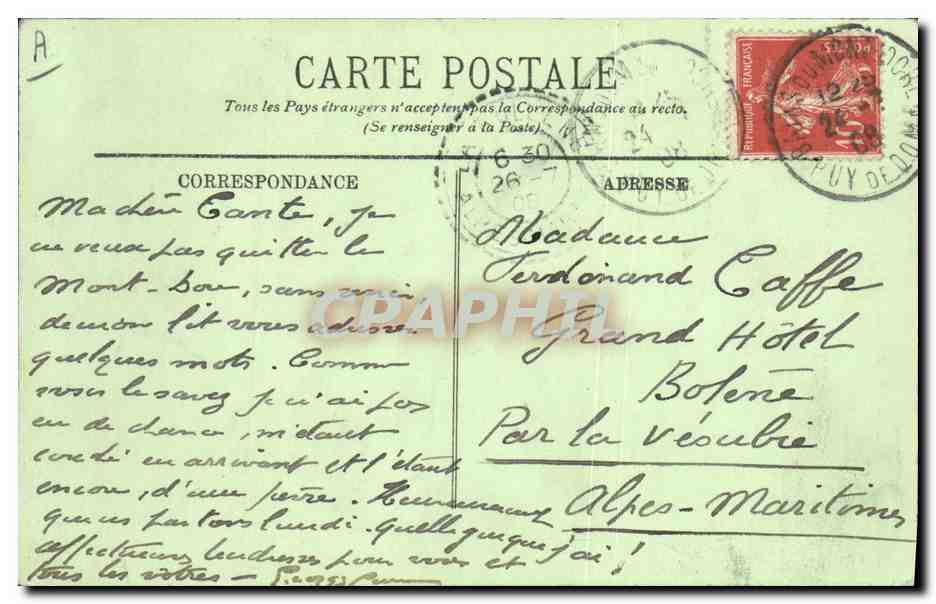 CPA Folklore Auvergne Paysannes Auvergnates  — Verso
