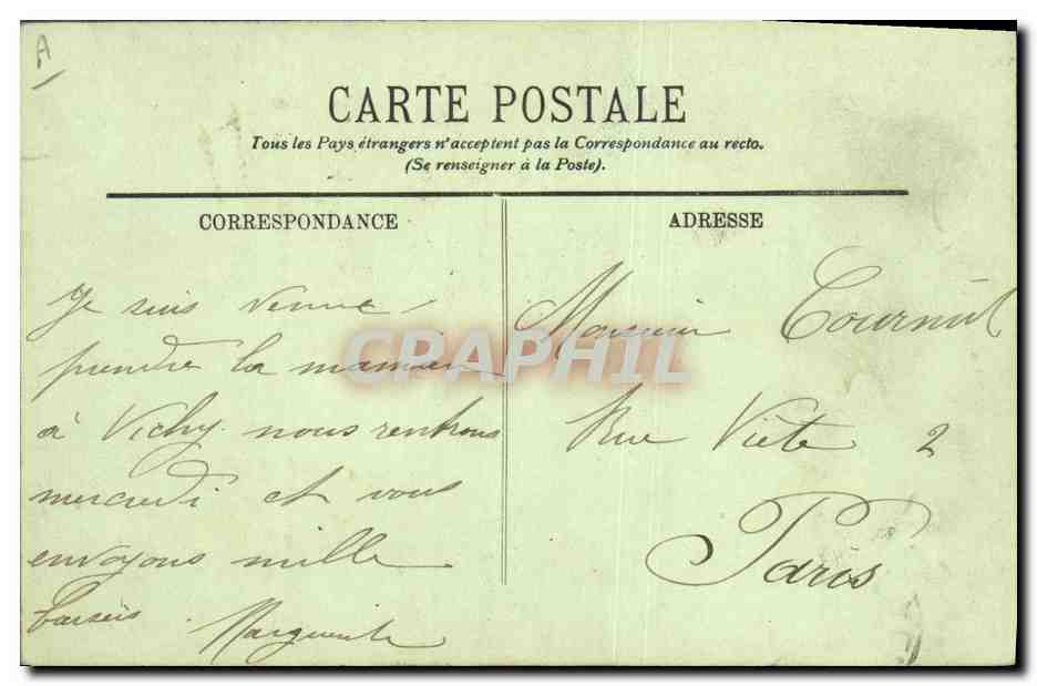 CPA Folklore Auvergne Costume et coiffe du pays  — Verso