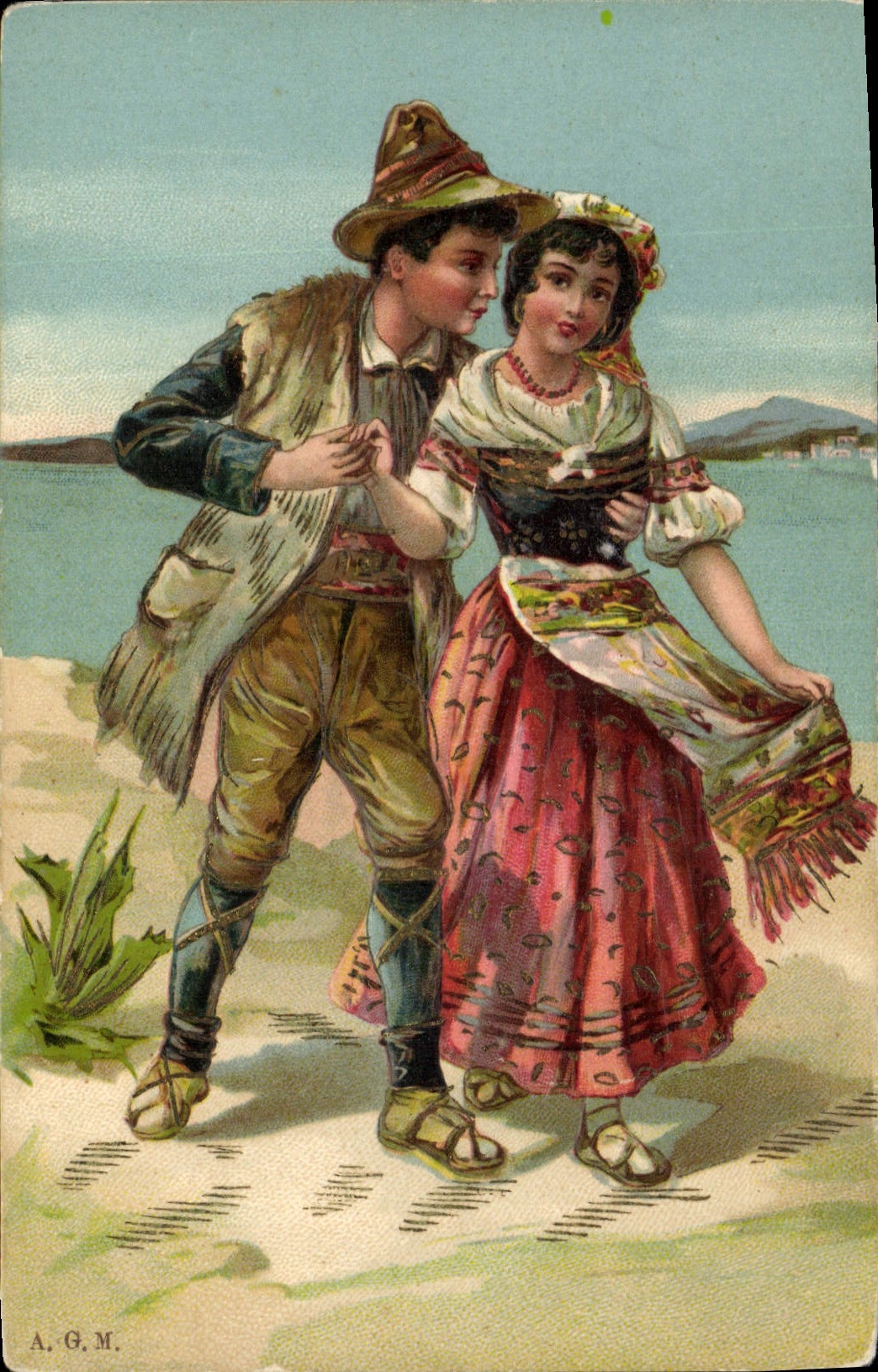 Jóvenes enamorados en traje tradicional — A.G.M. — editor A.G.M.