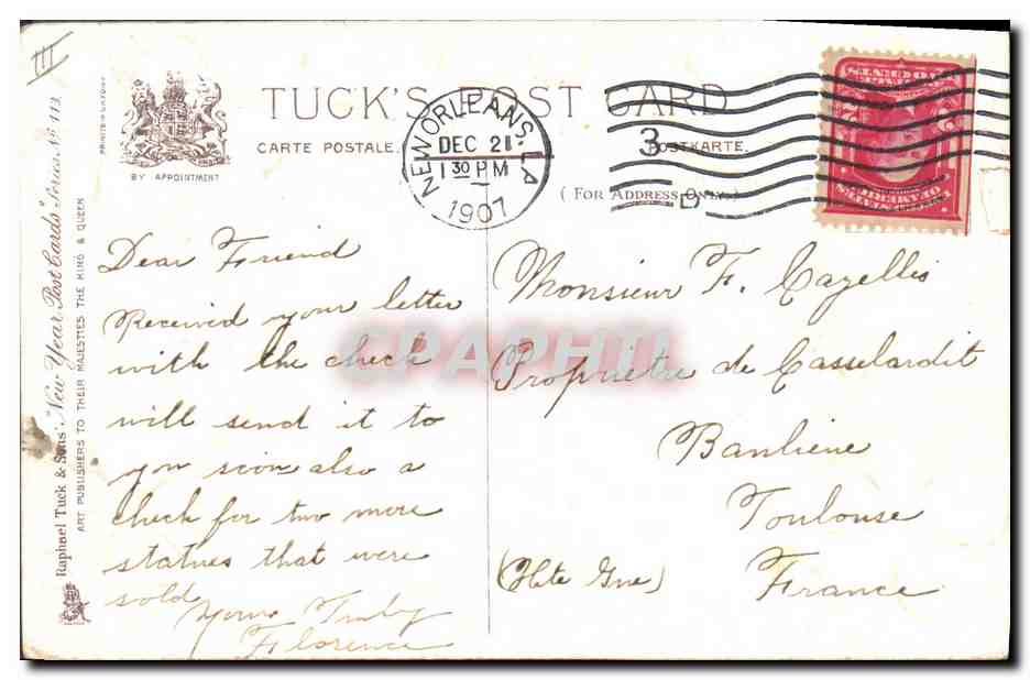 CPA Fantaisie Fleurs Annee 1908 Trefles — Verso