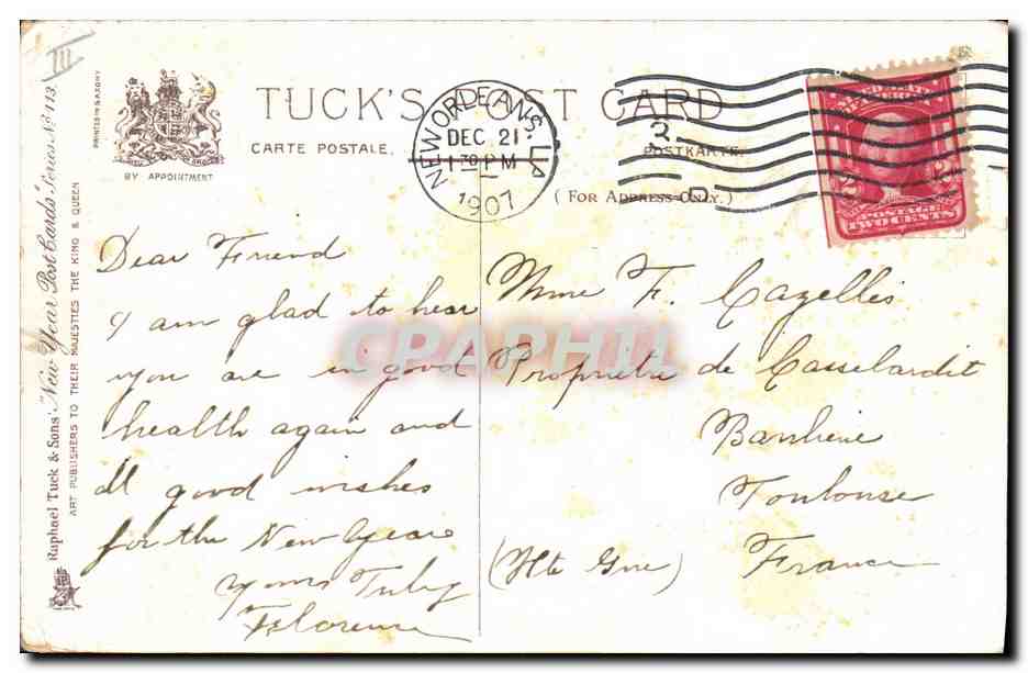 CPA Fantaisie Fleurs Annee 1908 Trefles — Verso