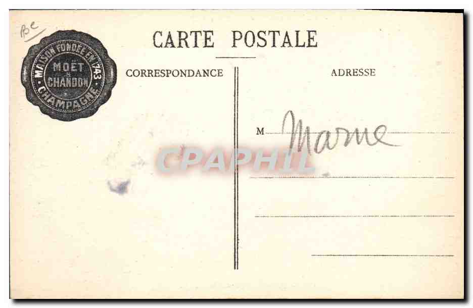 CPA Folklore Vin Vignoble Vendanges Champagne Moet et Chandon Preparation de la Futaille pour les vendanges  — Rückseite