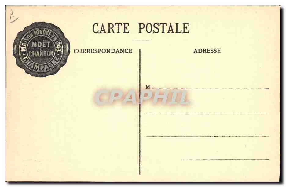 Réception des Bouteilles — Moët & Chandon — Imp. Epernay — Verso