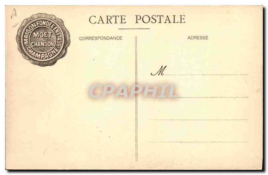 CPA Folklore Vin Vignoble Vendanges Champagne Moet et Chandon Les vendanges a Saran  — Rückseite