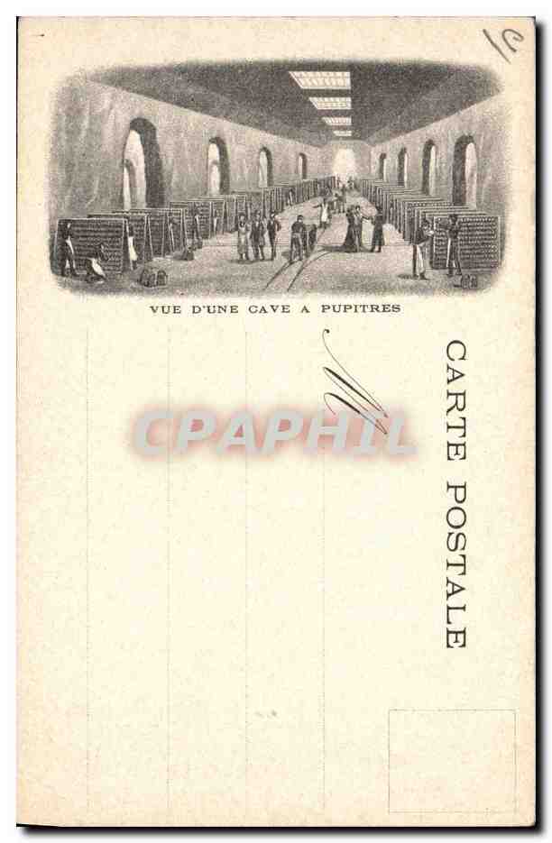 CPA Folklore Vin Vignoble Vendanges Champagne Reims Hotel de ville Vue d'une cave a pupitres — Rückseite