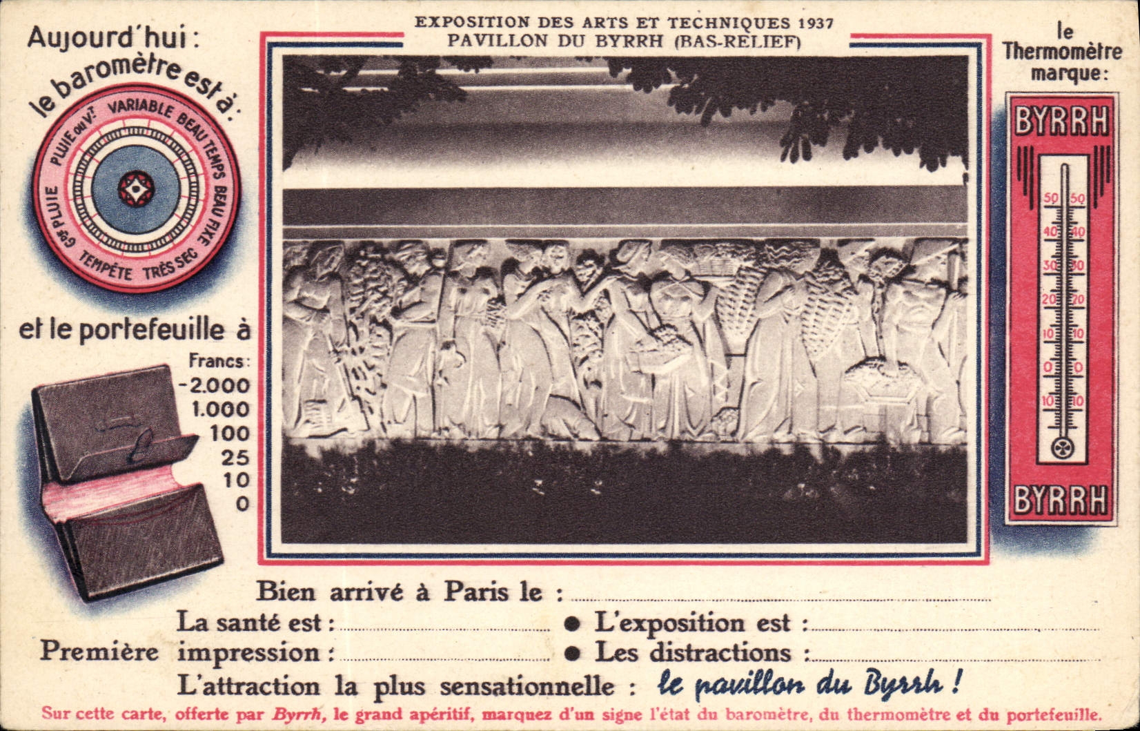 CPA Publicite Exposition des Arts et Techniques 1937 Pavillon du Byrrh 