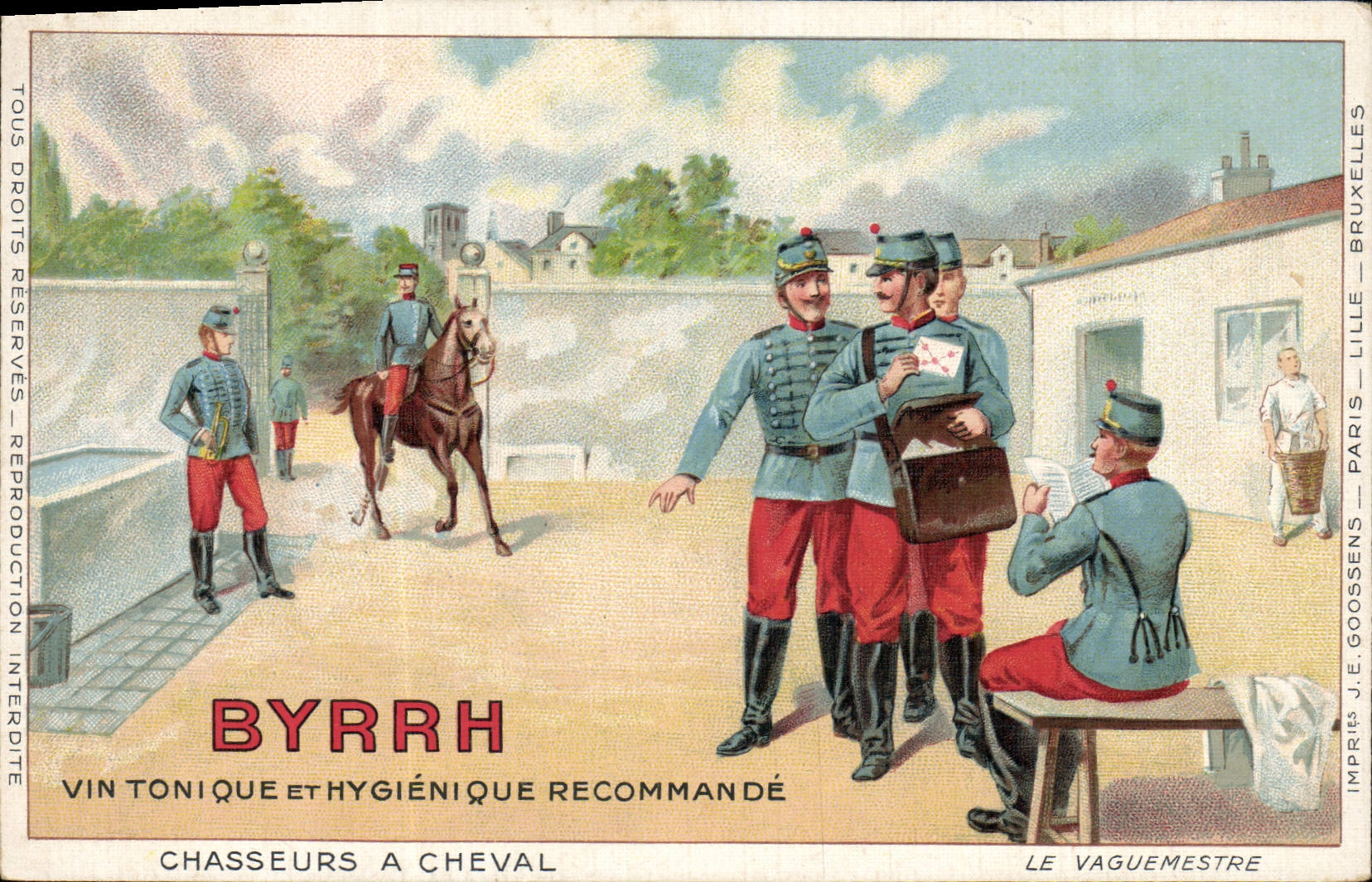 CPA Publicite Byrrh Vin tonique Chasseurs a cheval Militaria