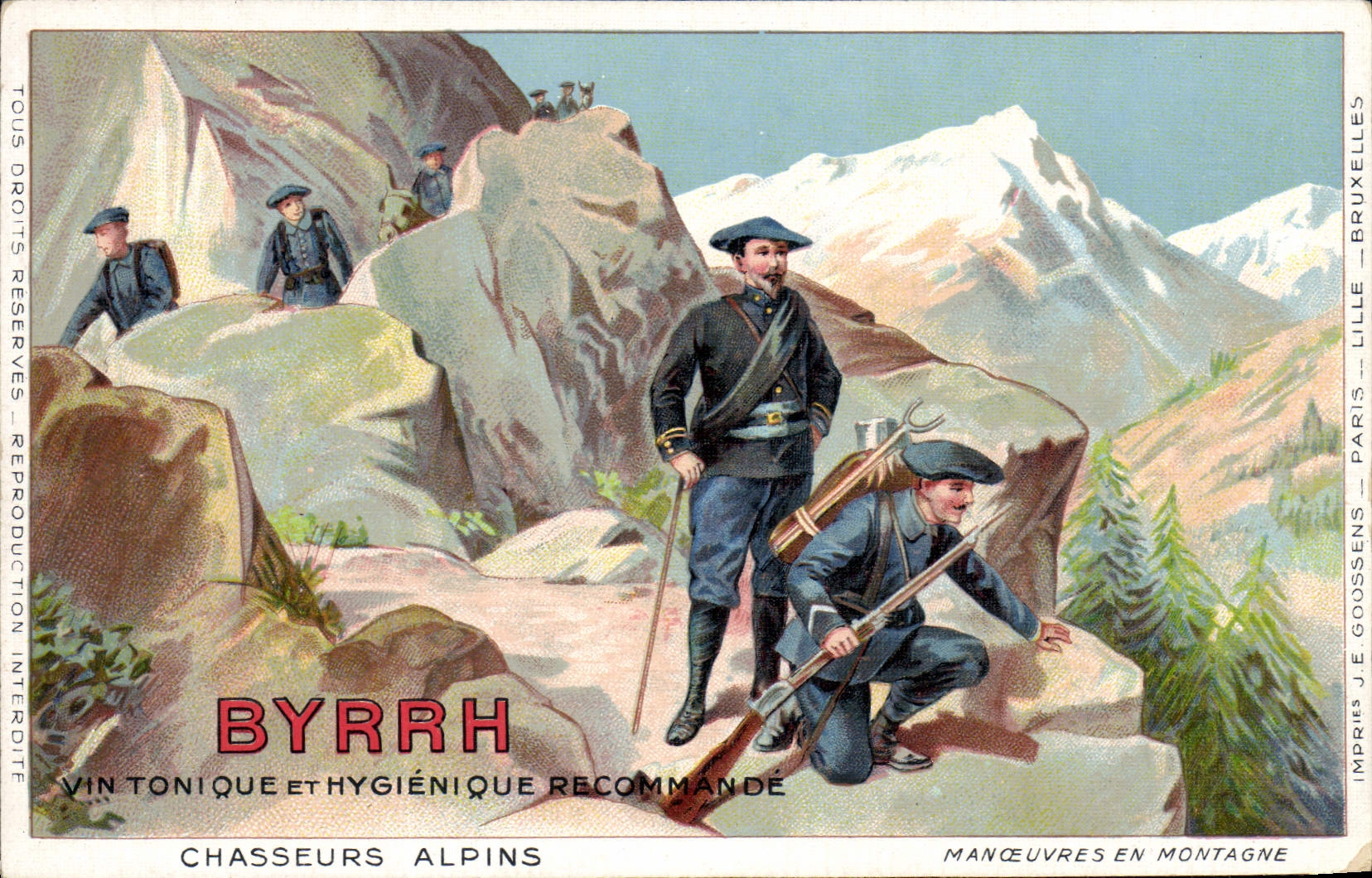 Chasseurs Alpins — Manœuvres en montagne — Imp. J.E. Goossens, Lille - Paris - Bruxelles