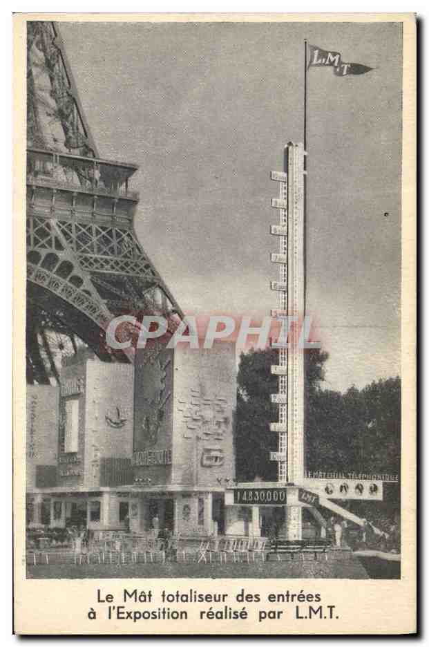 CPA Publicite Le mat totaliseur des entrees a l'expoistion realise par LMT Paris Tour Eiffel