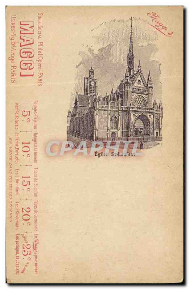 CPA Publicite Maggi Eglise St Laurent Paris Bd Arago