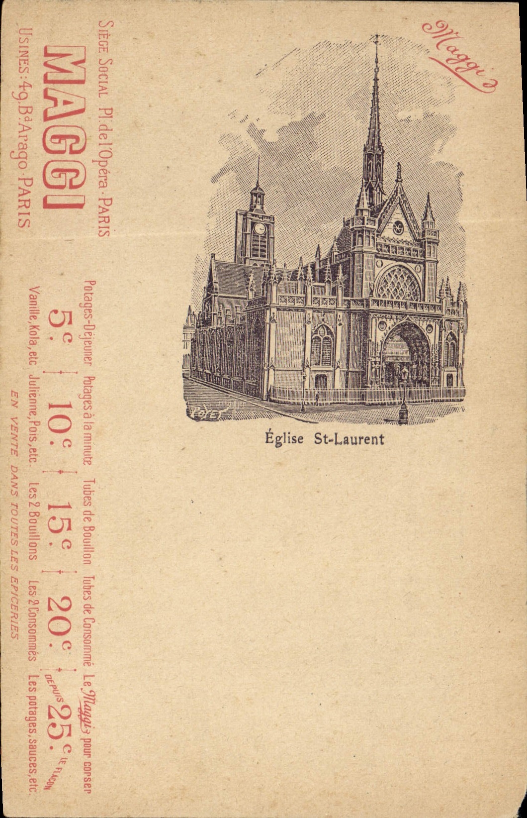 Église St-Laurent — Paris — Éditeur Maggi
