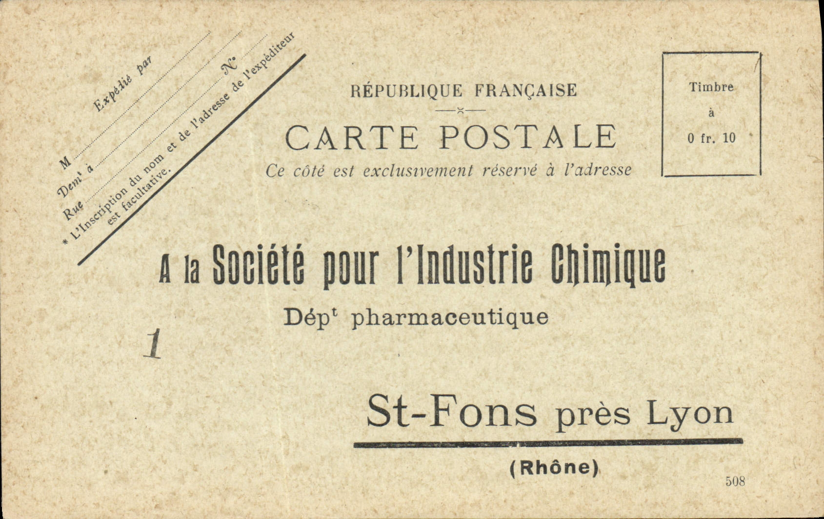 CPA Publicite Societe pour l'industrie chimique St Fons pers Lyon 