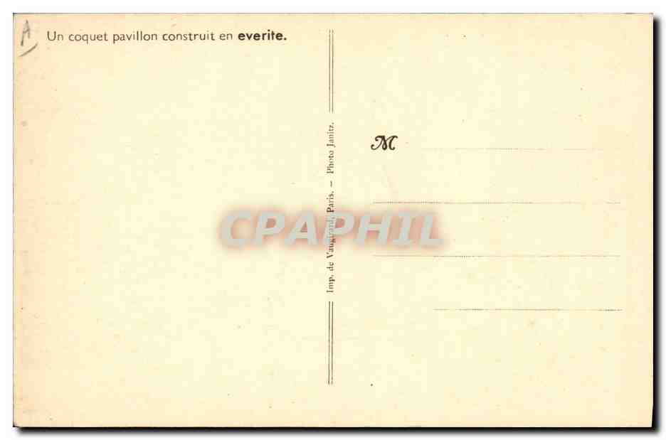 CPA Publicite Pavillon construit en everite — Verso