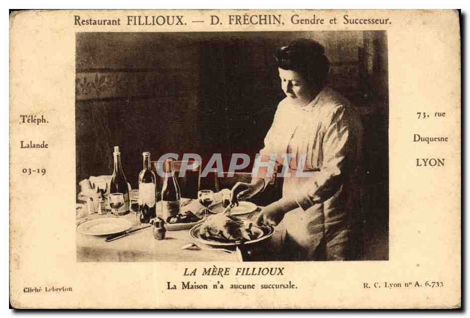 CPA Publicite Restaurant Fillioux Frechin Rue Duquesne Lyon