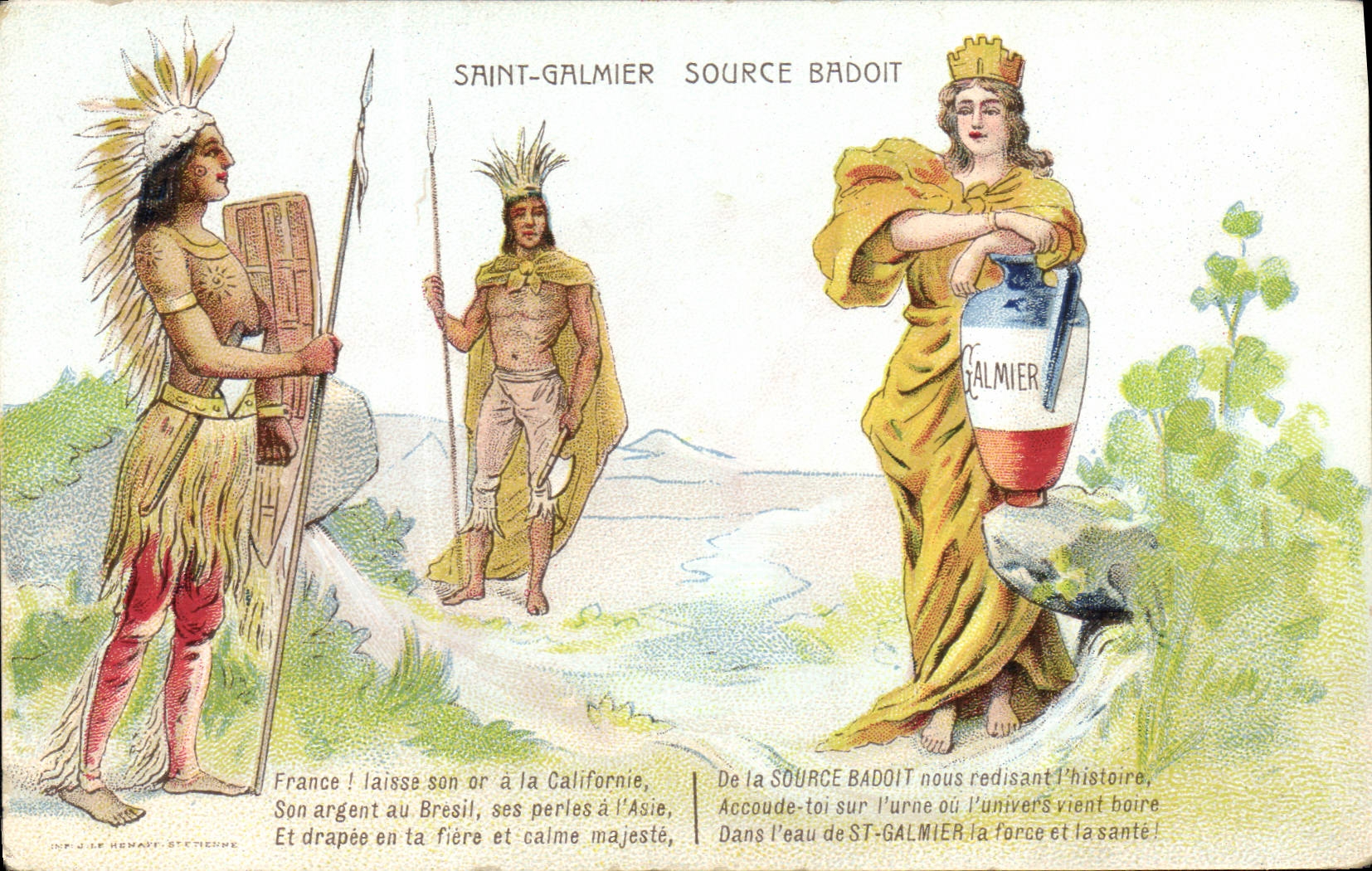 CPA Publicite Saint Galmier Source Badoit Indien