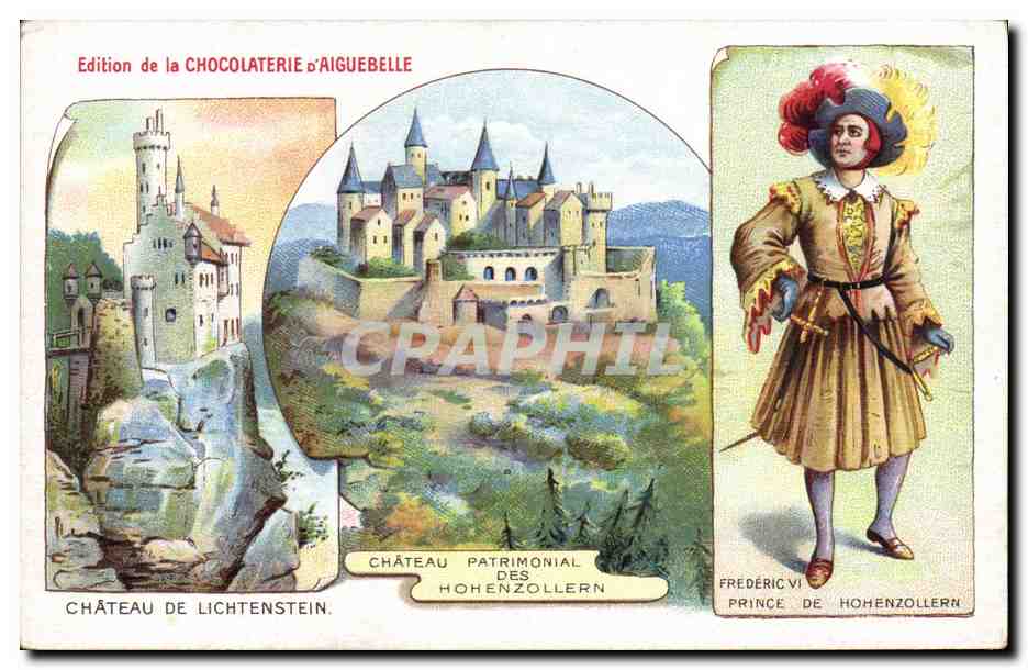CPA Publicite Chocolaterie d'Aiguebelle Chateau de Lichtenstein Hohenzollern Frederic VI Prince