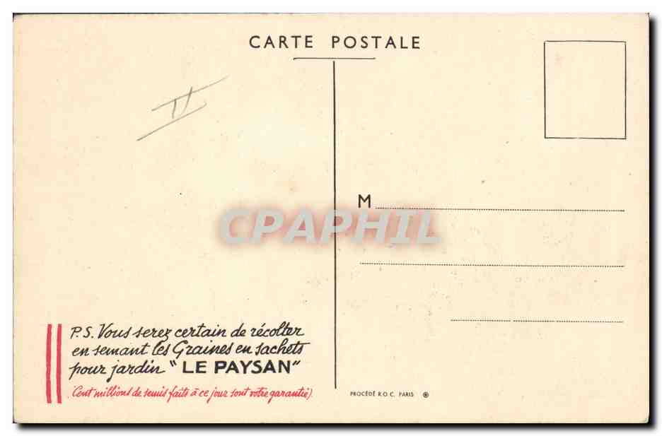 CPA Publicite Reine de Paris 1937 Le Paysan — Verso