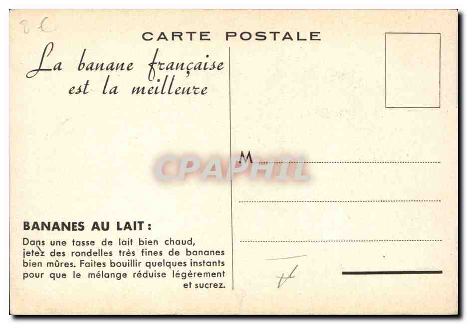 CPA Publicite Banane CPB Rue Troncher Paris  — Verso