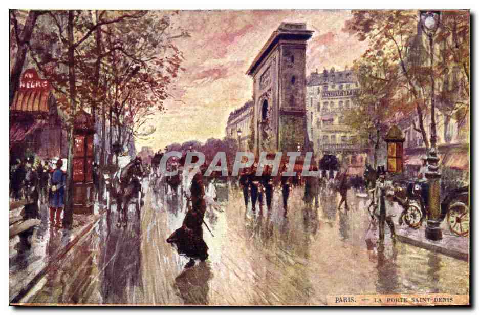 CPA Paris Illustrateur La porte Saint Denis 