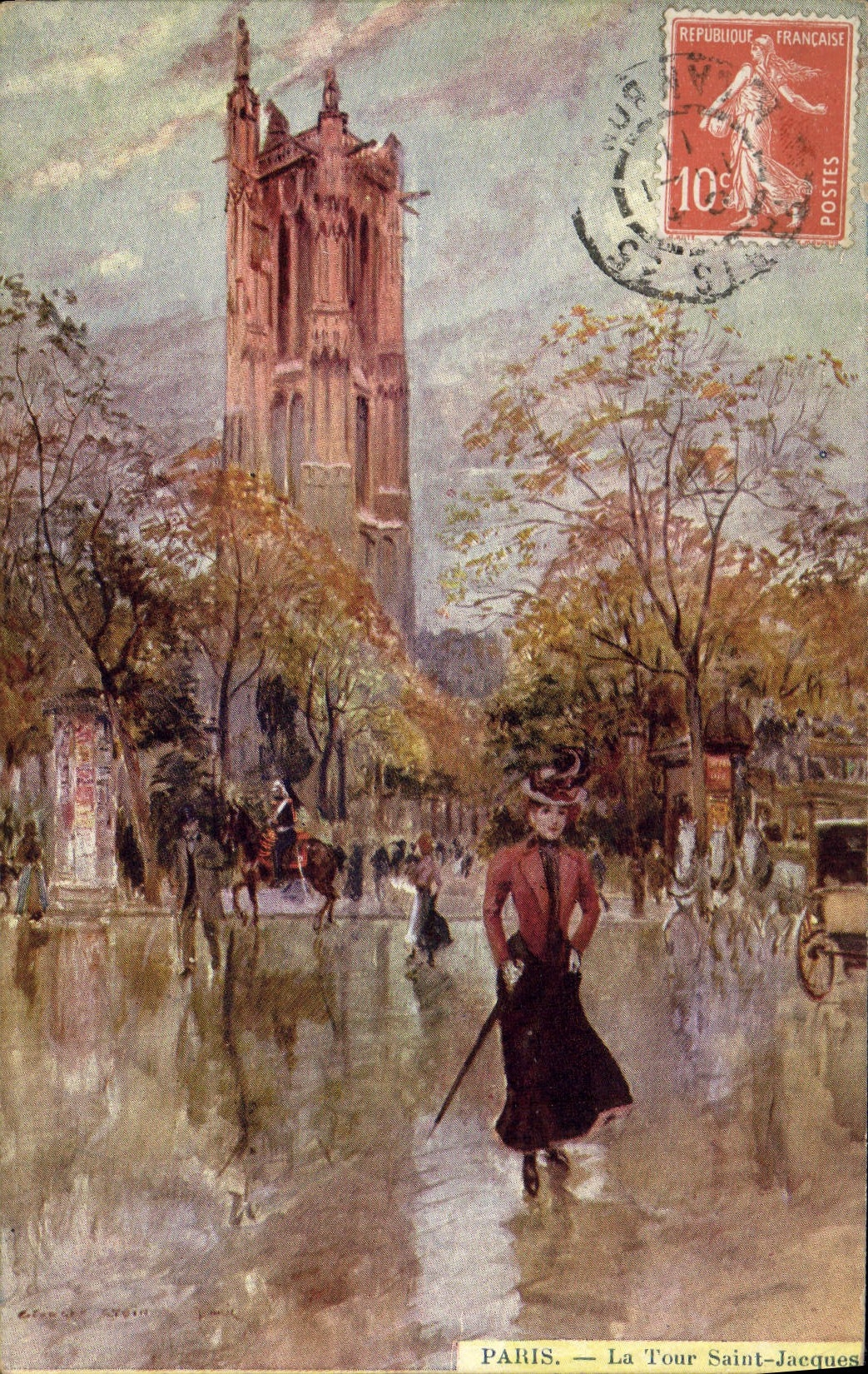 CPA Paris Illustrateur La Tour Saint Jacques 