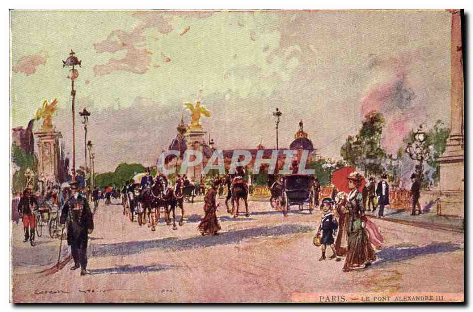 CPA Paris Illustrateur Le pont Alexandre III 