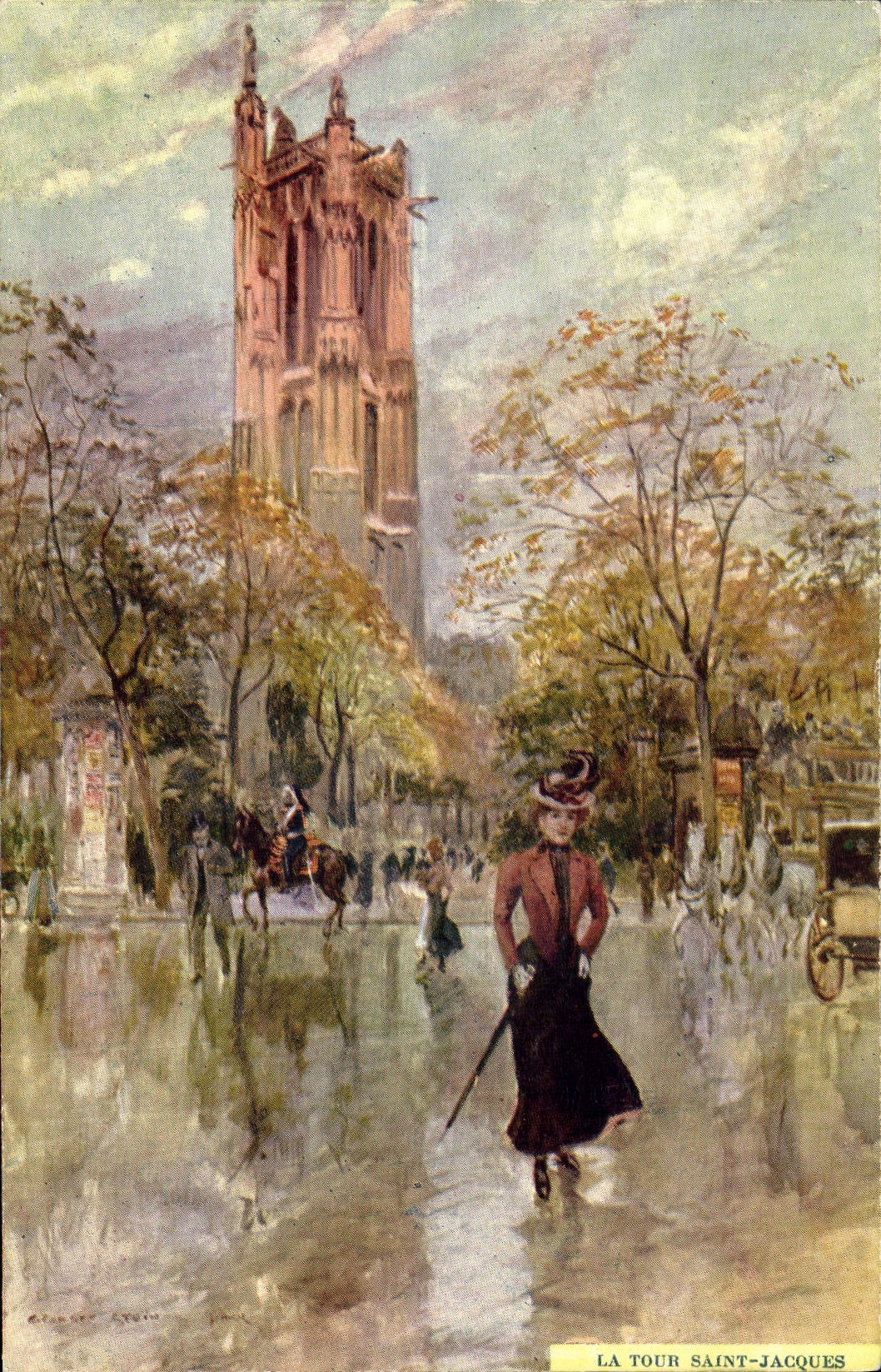 CPA Paris Illustrateur La Tour Saint Jacques 