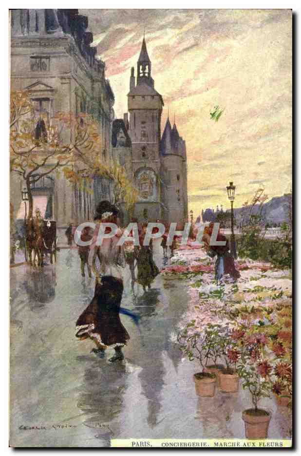CPA Paris Illustrateur Conciergerie Marche aux fleurs 