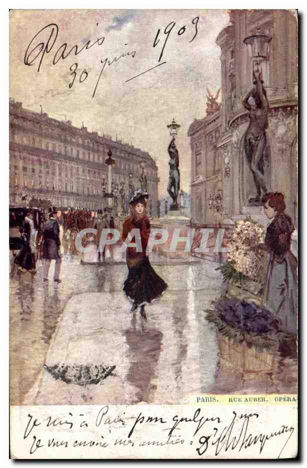 CPA Paris Illustrateur Rue Auber Opera 