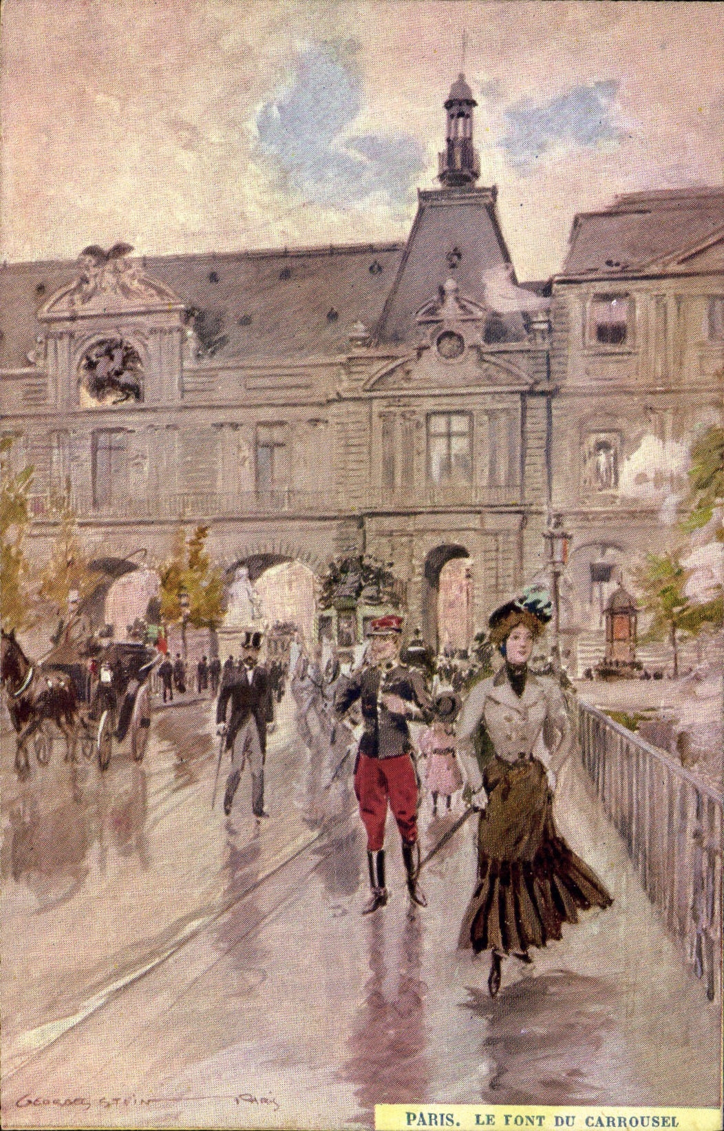 Paris. Der Carrousel-Brücke — Illustration von Georges Stein