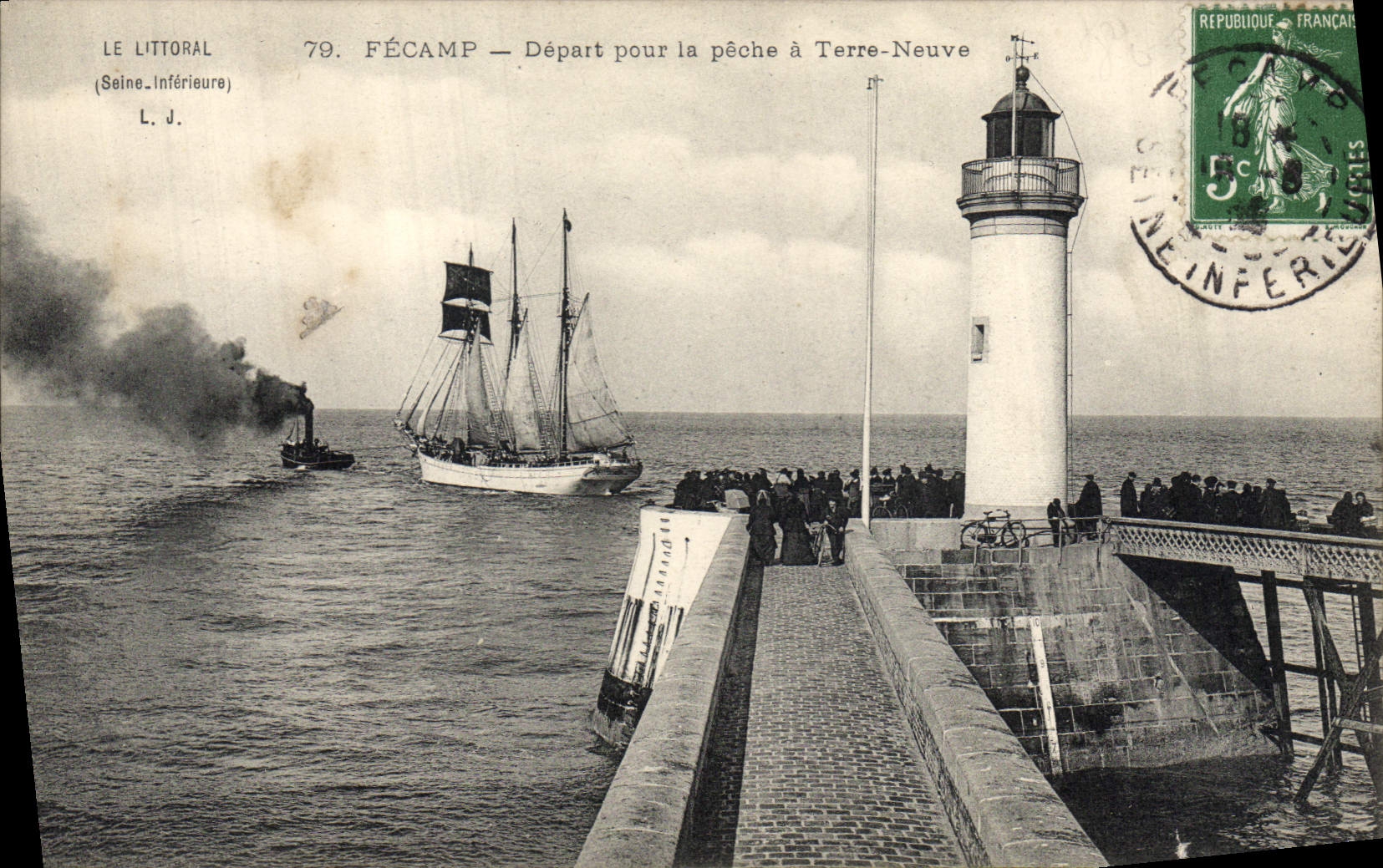 Fécamp — Départ pour la pêche à Terre-Neuve — L. J. (Le Littoral)