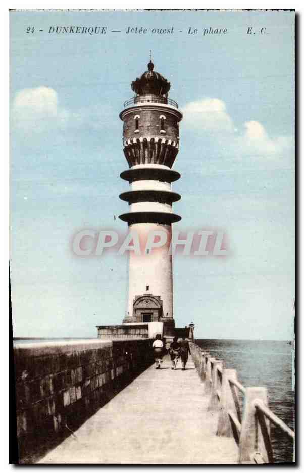CPA Phare Dunkerque Jetee Ouest