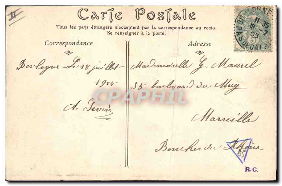 CPA Phare Boulogne sur Mer Vue generale prise de la jetee Ouest Bateau — Rückseite
