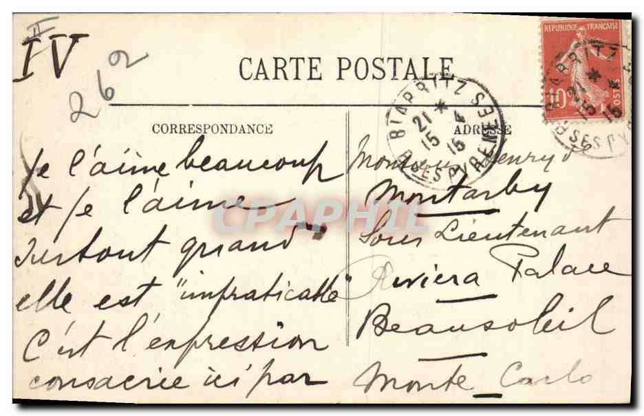 CPA Biarritz Le Phare et la chambre d'amour — Rückseite