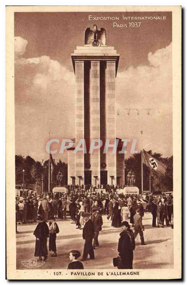 CPM Militaria Paris Exposition internationale Paris 1937 Pavillon de l'Allemagne Nazi