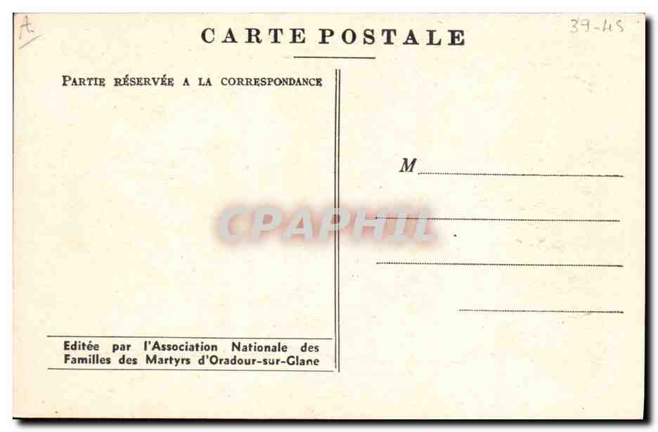 CPM Militaria Oradour sur Glane Des cadavres dans une grange — Rückseite