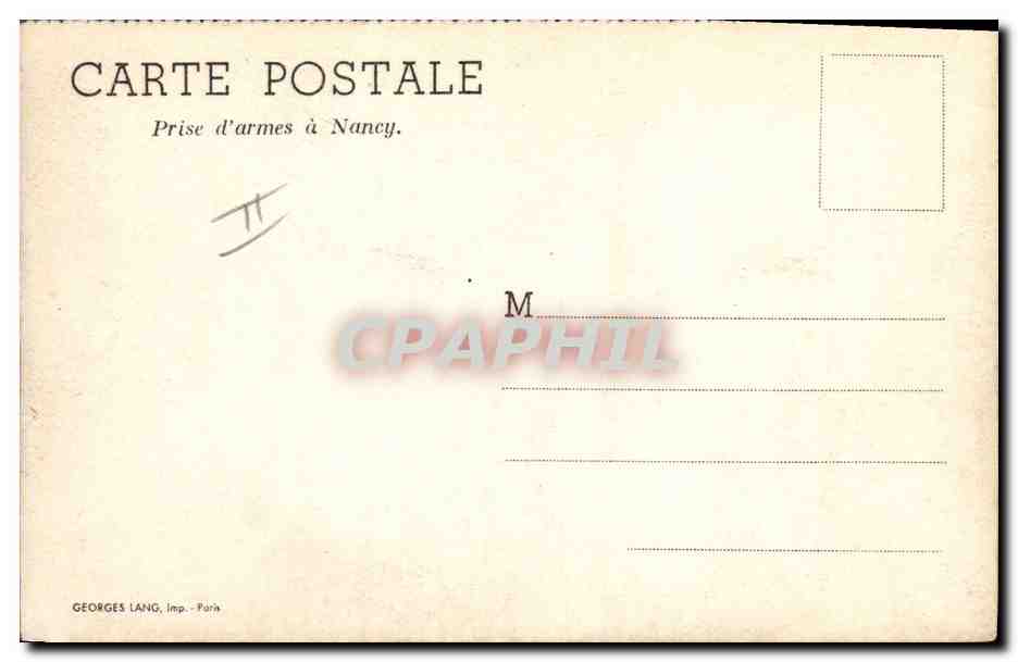 CPM Militaria Prise d'armes a Nancy — Rückseite
