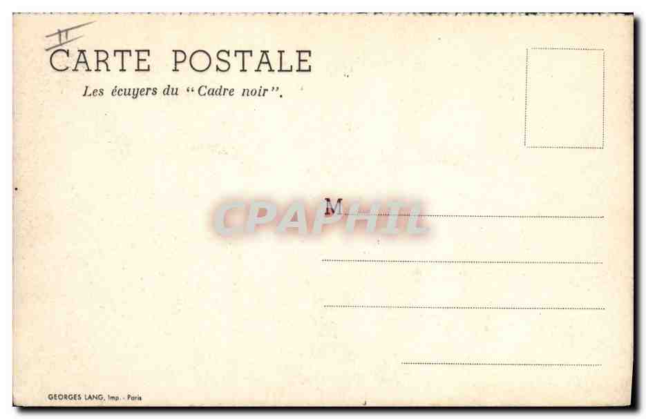 CPM Militaria Les ecuyers du Cadre Noir — Rückseite