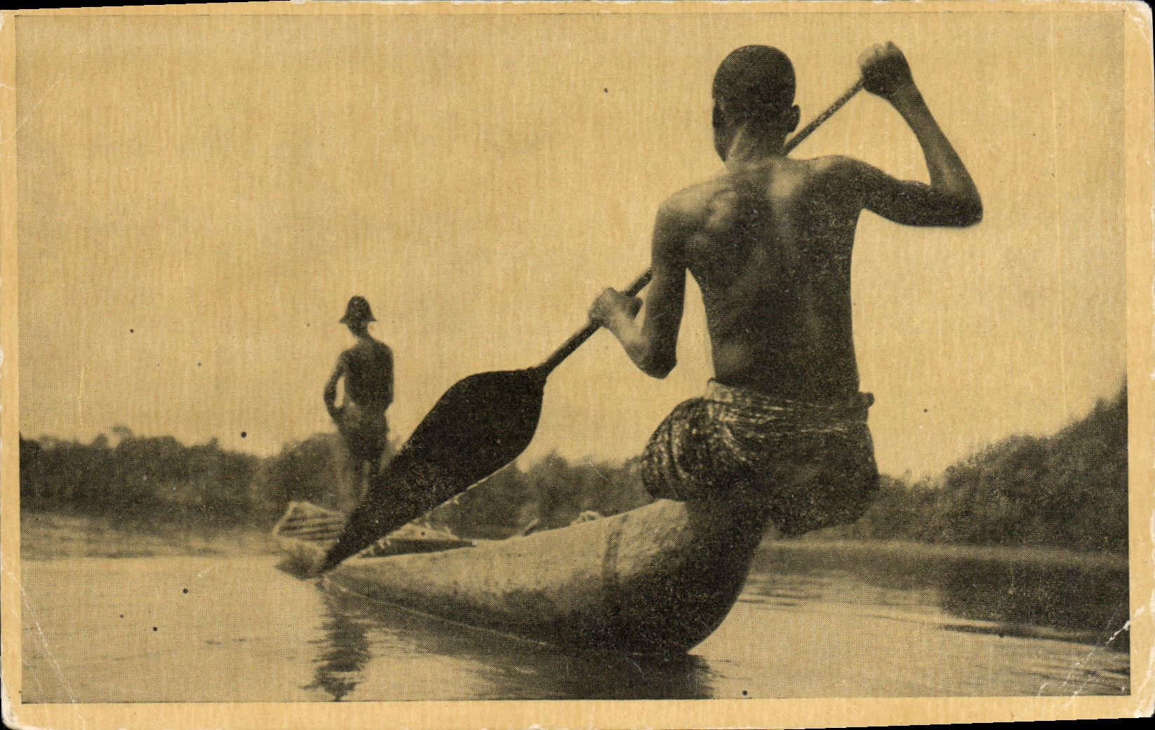 CPM Militaria Sur le Wouri Riviere de Douala Cameroun France Libre Croix de Lorraine