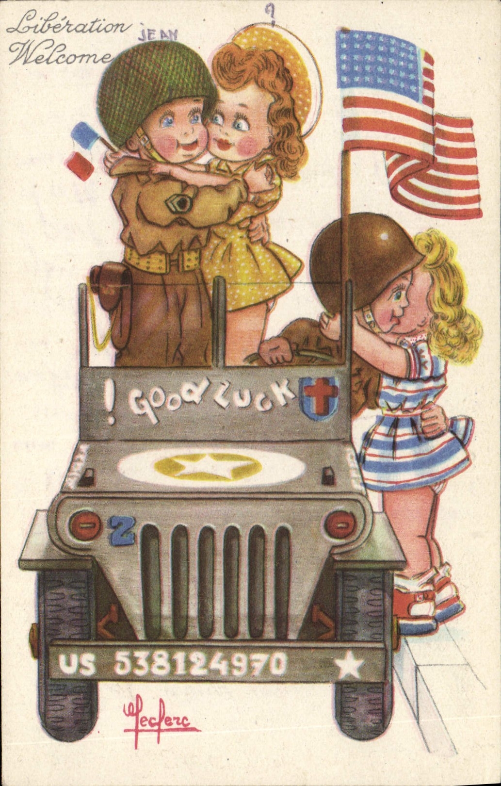 Liberation Welcome — Soldats américains et enfants — Éditeur Jean, n° 2