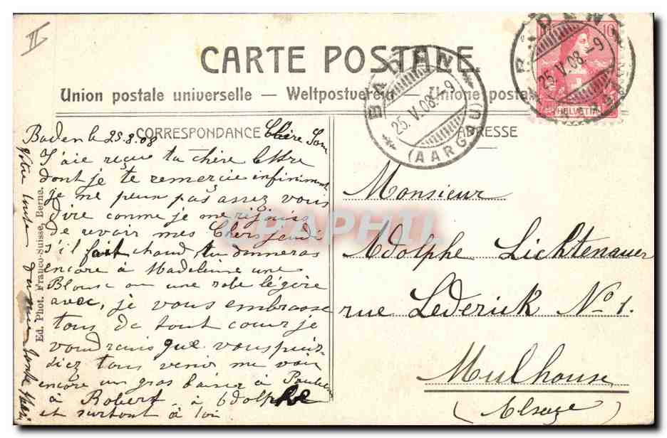 CPA Orgue Wettingen Inneres des Klosters — Rückseite